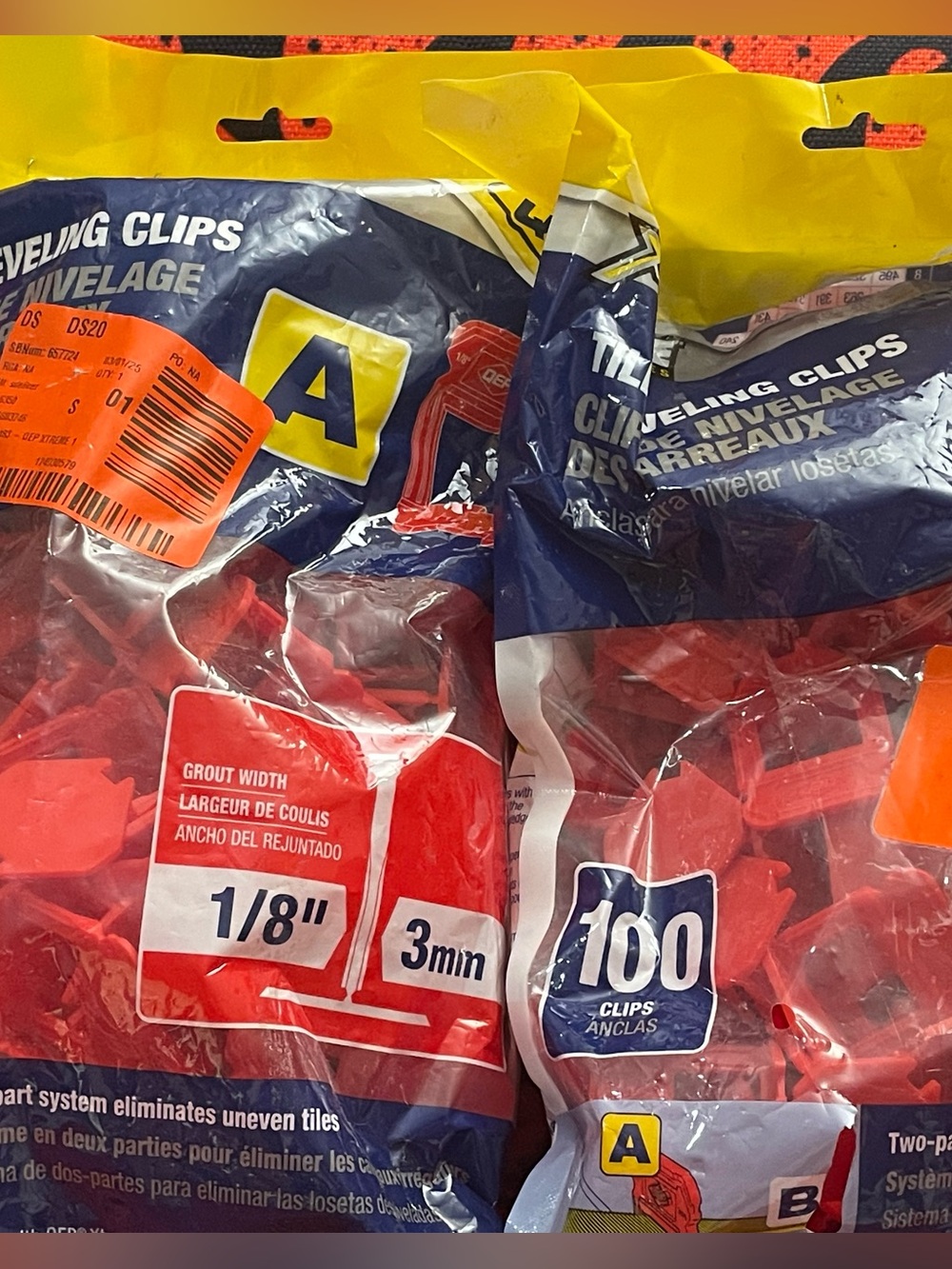 Lot of 2 100ct Tile Leveling Clips NEW